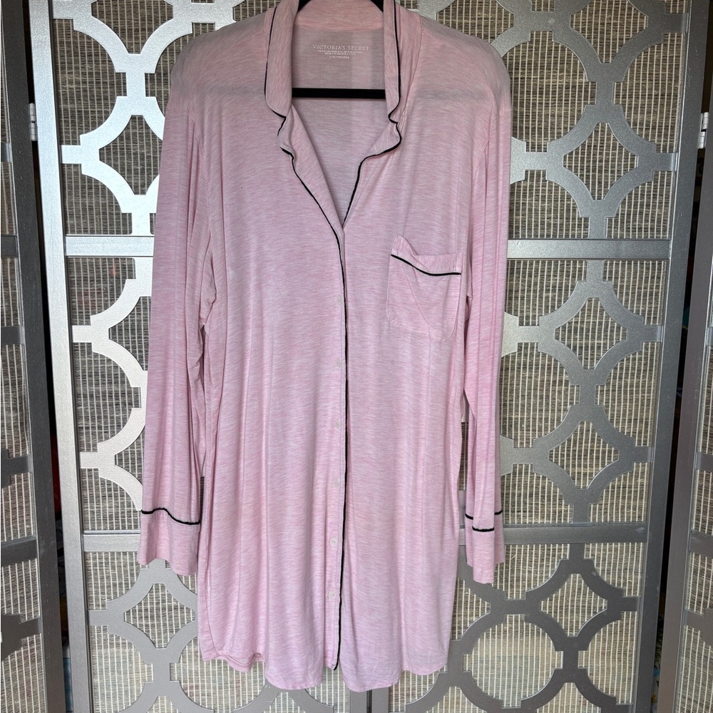 Victoria's Secret Light Pink Pajama Top with Black Accents